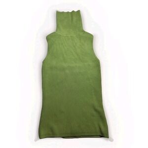 Olo Silk Blend Ribbed Turtleneck Tank Top Open Back Green Strappy Y2K Size S